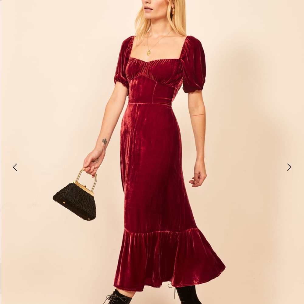 Reformation velvet midi dress